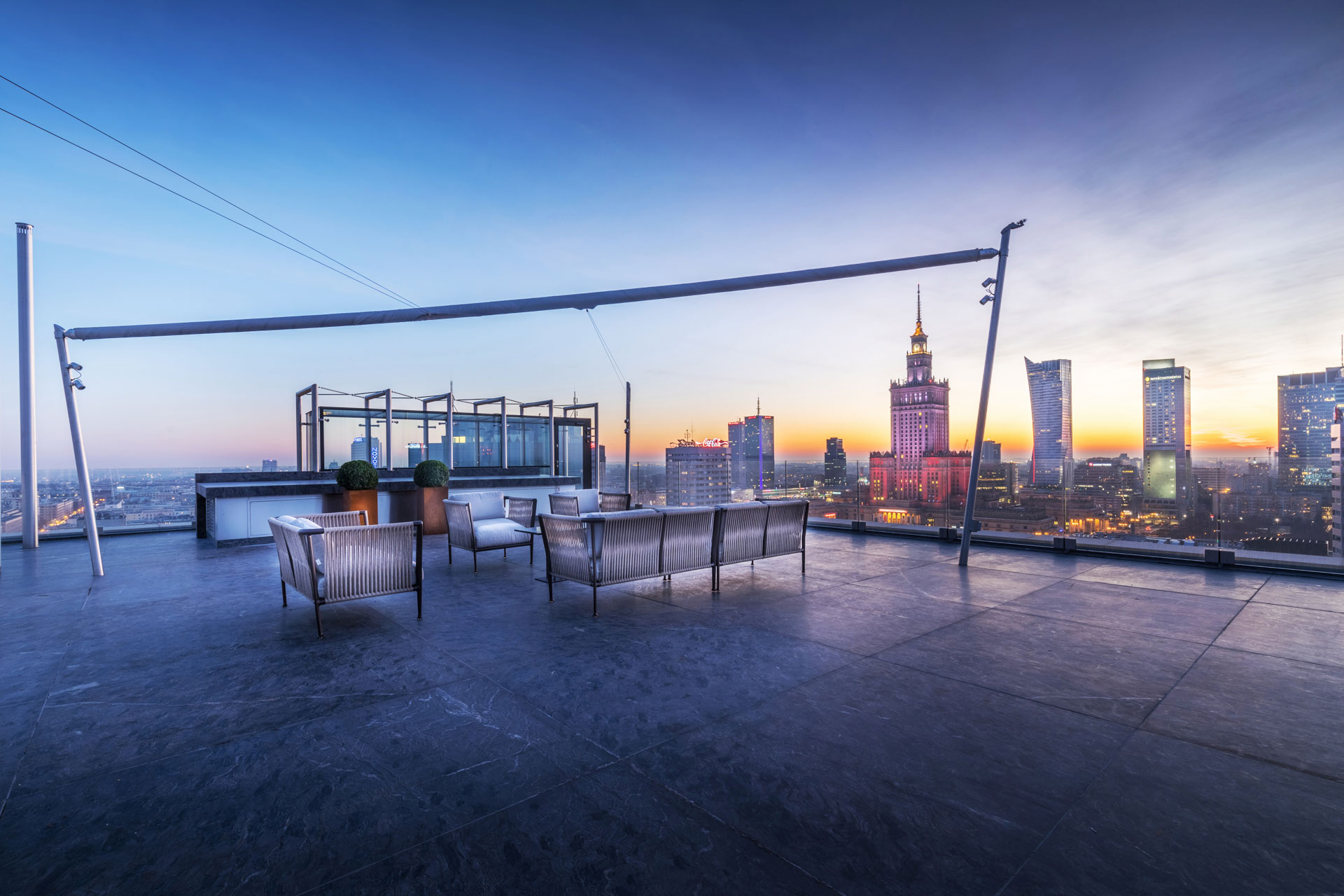 The viewing terrace of the Penthouse apartment on the top floor